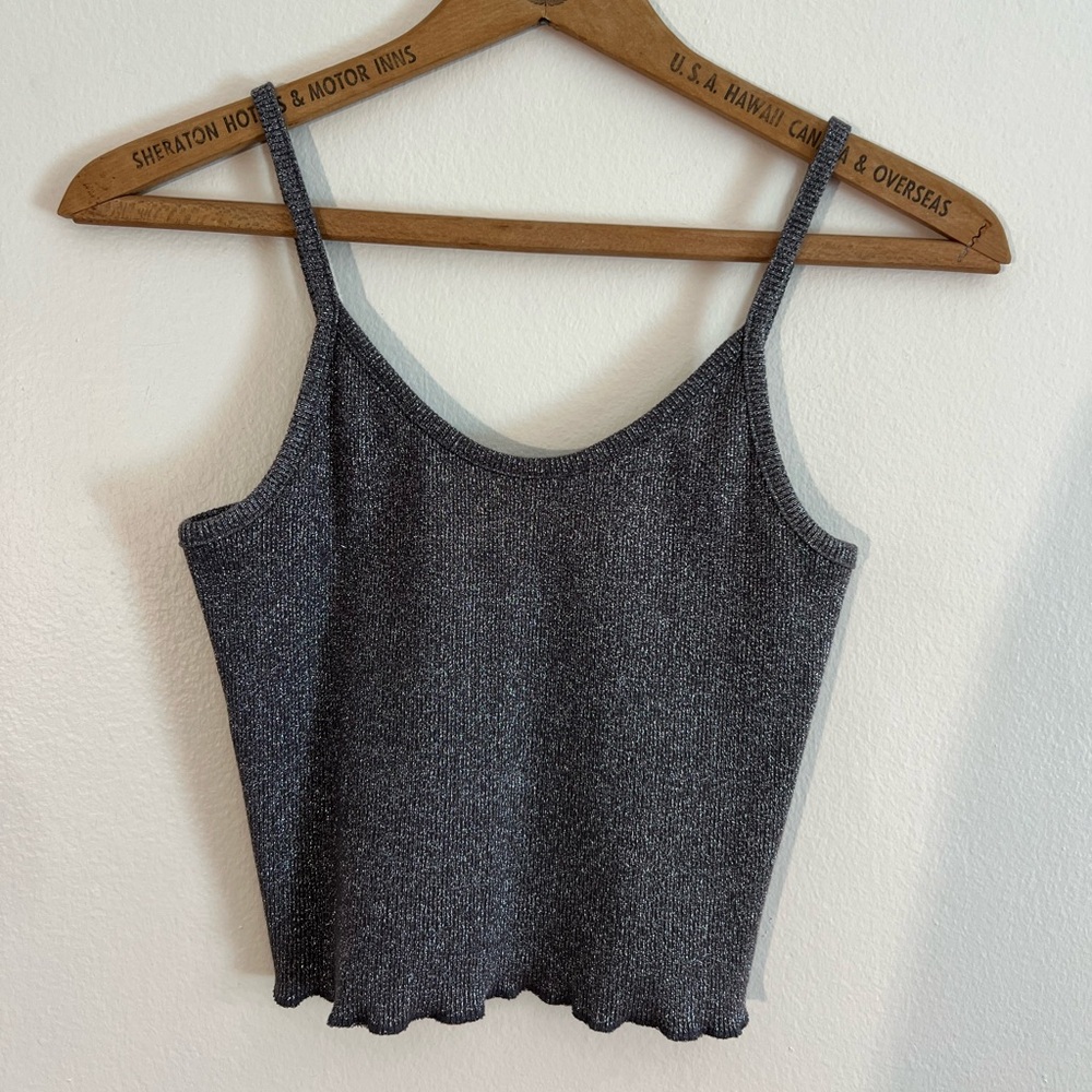Pacsun Me to We Crop Top, Size XS, Sparkly/Metallic Silver/Gray